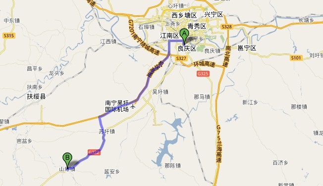 广西扶绥县山圩镇路线图.